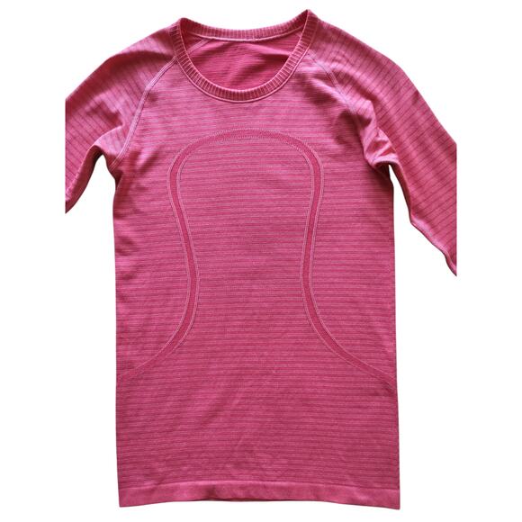 Lululemon Run: Swiftly Tech Long Sleeve Crew Stripe Pink Sweatshirt Top Size 6 - Picture 3 of 12